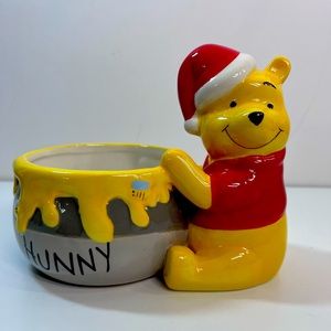 Disney Winnie The Pooh Holiday Hunny Pot Candy Dish Bowl Never Used So Cute!